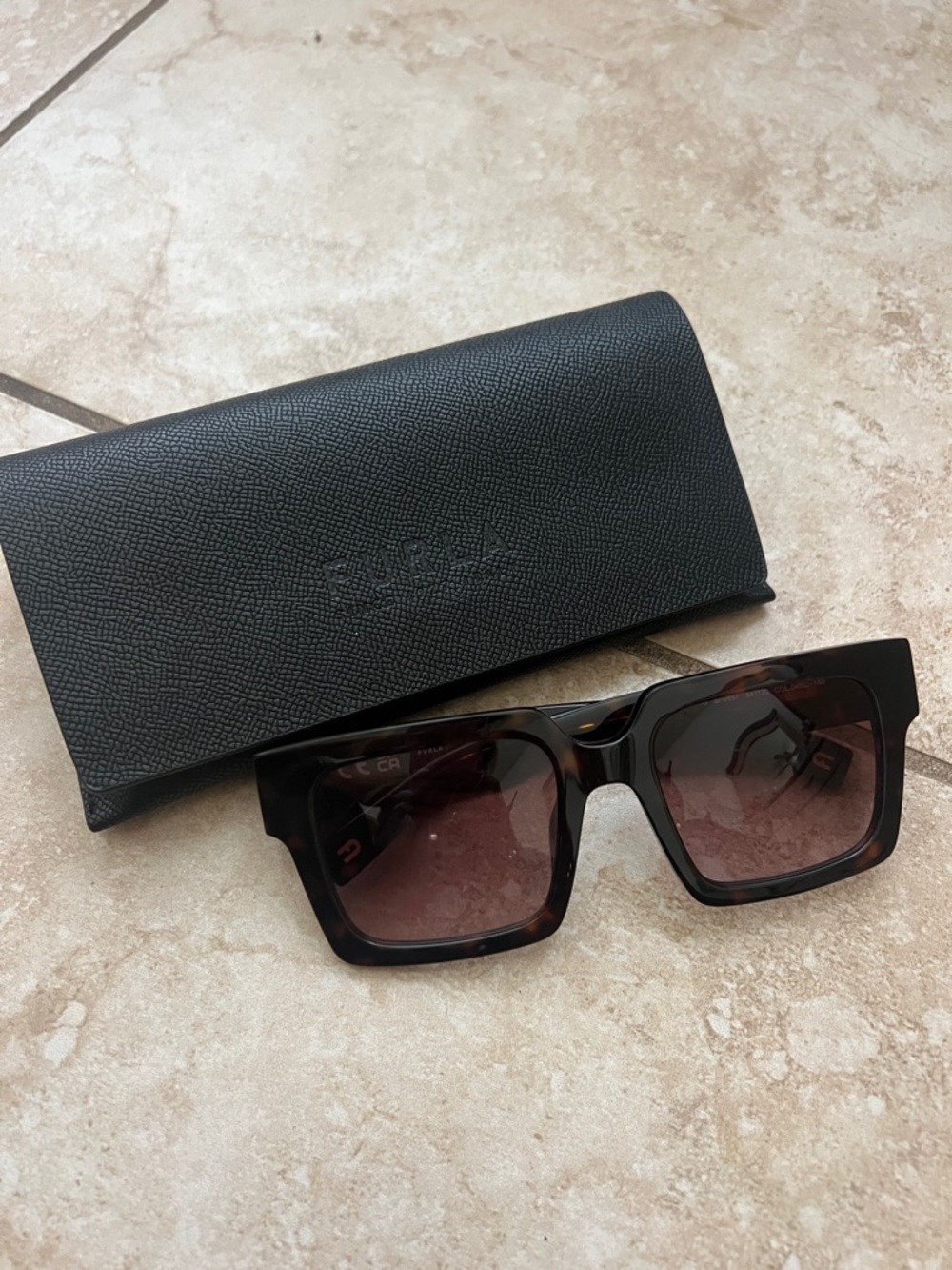 Furla Brown Tortoiseshell Square Sunglasses